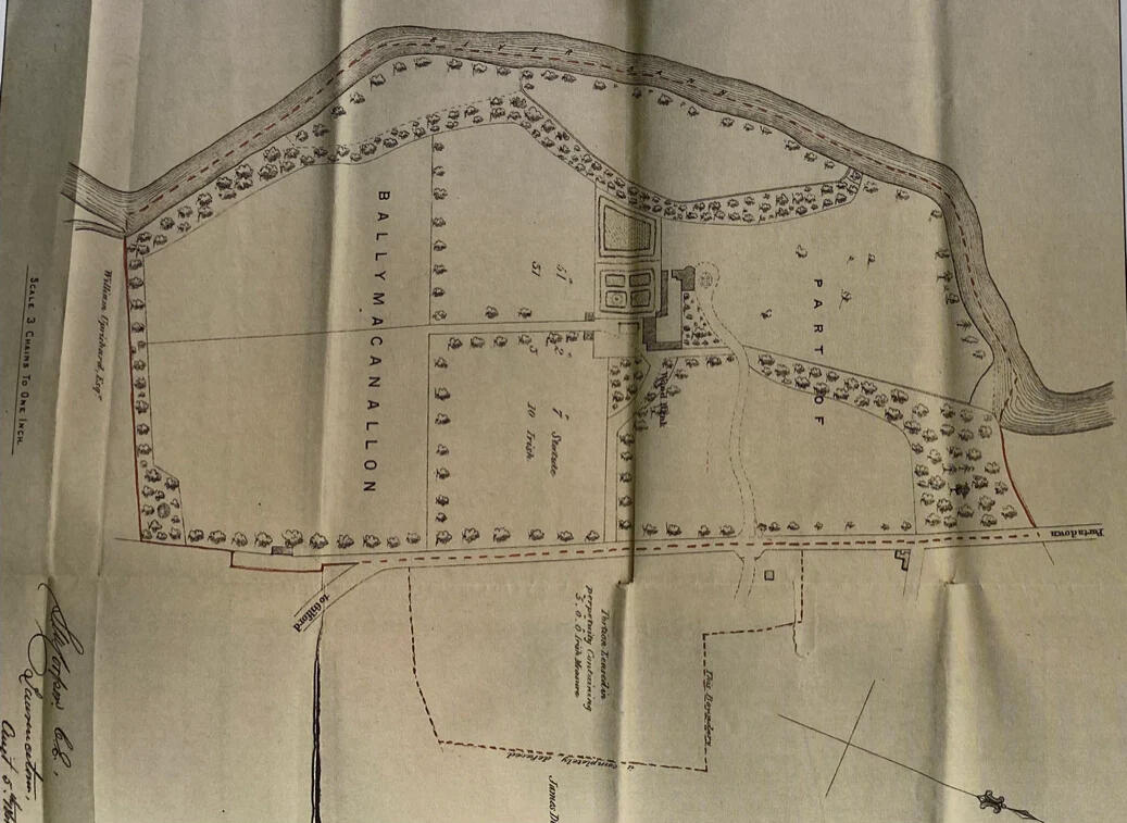 An old hand-drawn map of the estate
