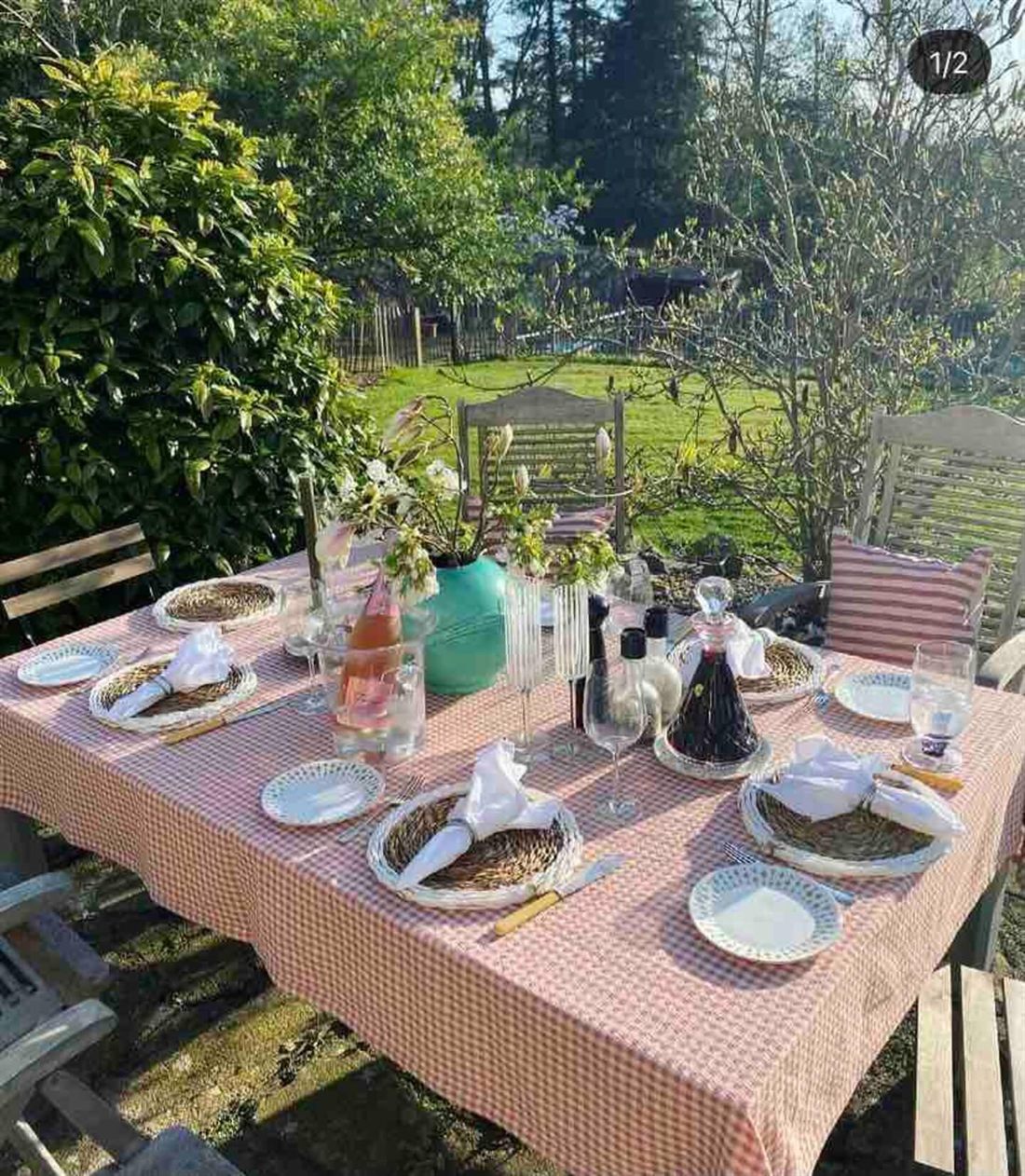 A table laid for lunch in the garden